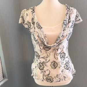 Cream and green paisley top